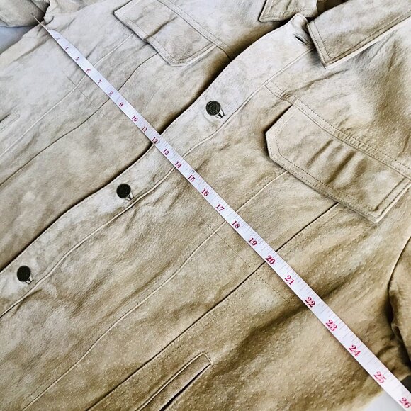 Club Room Mens XL Barn Field Chore Work Jacket Coat Tan Suede Leather Lined - Picture 8 of 11